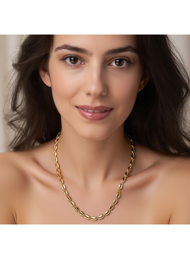 AMETOER 18K Gold Plated Stainless Steel Necklace for Women | Elegant Link Design with Adjustable Length | Hypoallergenic & Durable Fashion Jewelry - Image 2