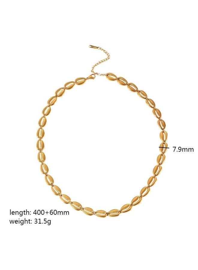 AMETOER 18K Gold Plated Stainless Steel Necklace for Women | Elegant Link Design with Adjustable Length | Hypoallergenic & Durable Fashion Jewelry - Image 3