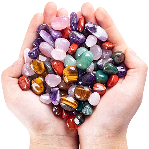 FORBY 3lb Natural Bulk Assorted Tumbled Polished Stones Crystal Set Real Raw Stones for Home Decoration Reiki Gifts Energy Therapy Beginners Size 15 MM
