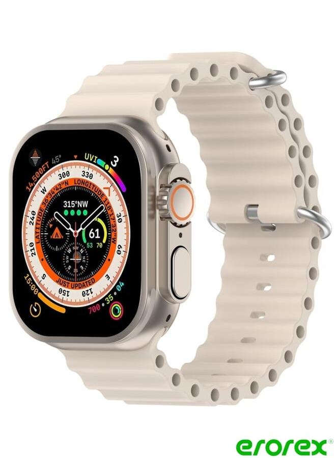 erorex Ocean Silicone Watch Band  Apple Watch Ultra 49mm / Series 8&7 45mm / SE 2&6&SE&5&4 44mm (Starlight)  - Image 1
