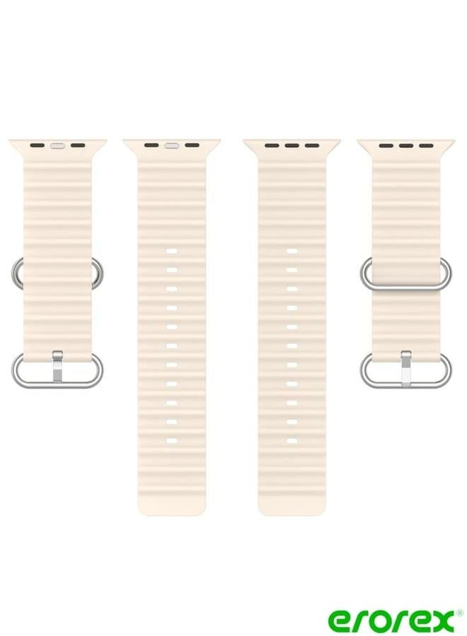 erorex Ocean Silicone Watch Band  Apple Watch Ultra 49mm / Series 8&7 45mm / SE 2&6&SE&5&4 44mm (Starlight)  - Image 2