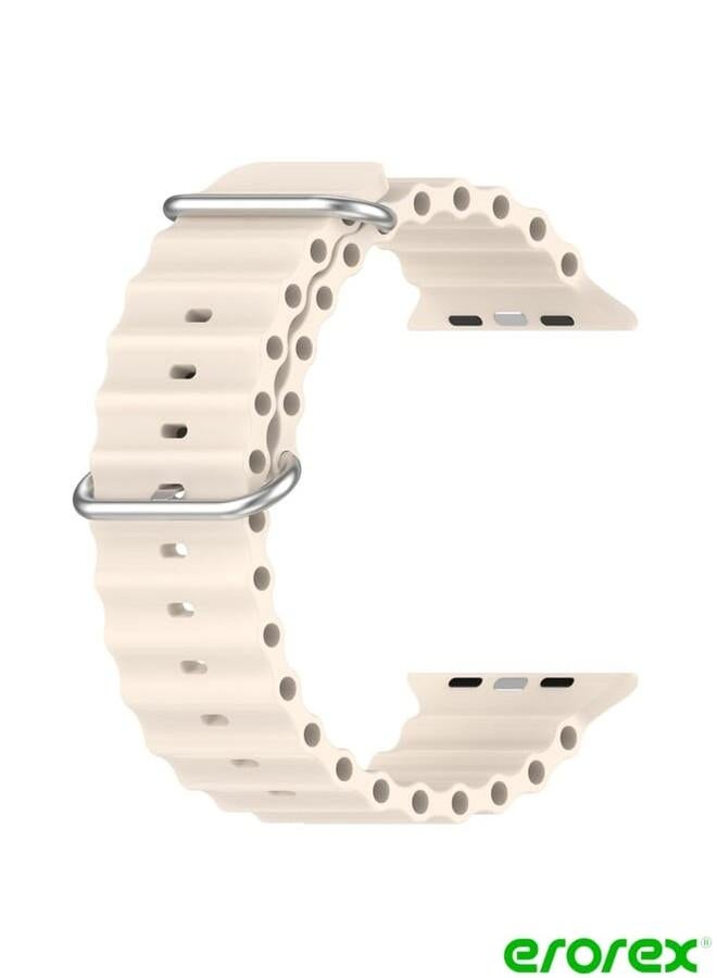 erorex Ocean Silicone Watch Band  Apple Watch Ultra 49mm / Series 8&7 45mm / SE 2&6&SE&5&4 44mm (Starlight)  - Image 3