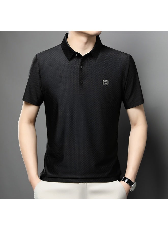 Za تي شيرت قطن رجالي فضفاض كاجوال بأكمام قصيرة بلون موحد قميص بولو بأكمام نصفية وياقة قابلة للطي لارتدائه في الربيع - Image 1