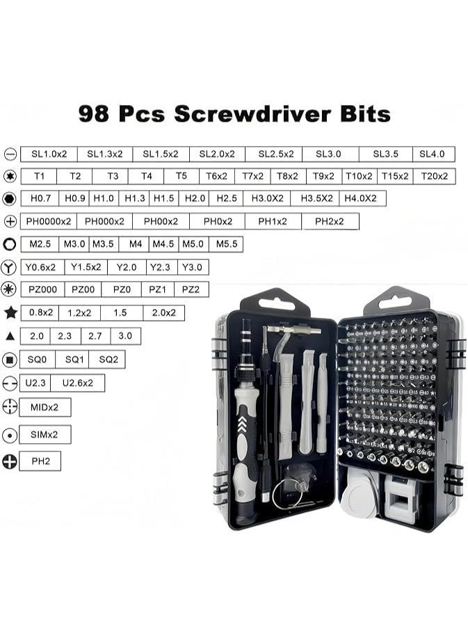 مجموعة أدوات إصلاح مفكات دقيقة 115 في 1 مع مجموعة مفكات مغناطيسية، مجموعة مفكات دقيقة للإلكترونيات مع حقيبة محمولة لإصلاح أجهزة الكمبيوتر والهواتف المحمولة وأجهزة الكمبيوتر الشخصية والأجهزة اليومية. - Image 5