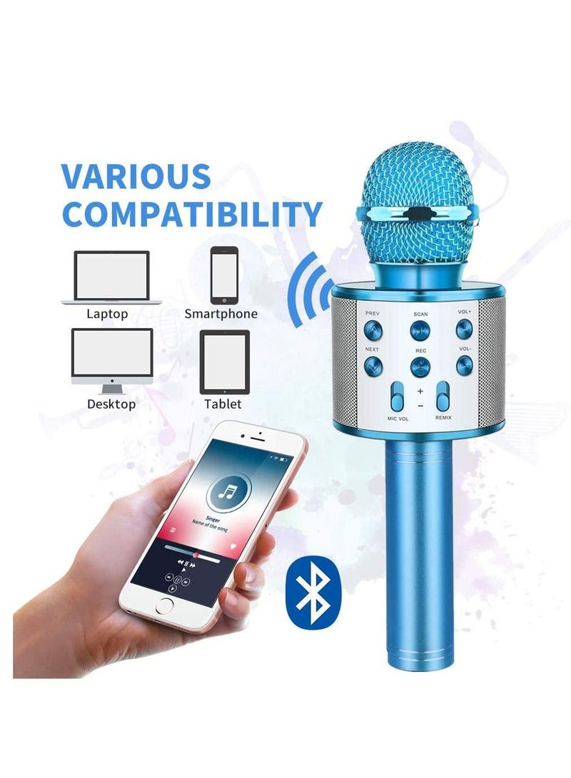 Wireless Bluetooth Karaoke Microphone,Rechargeable Kids Microphone Karaoke Machine,Professional Handheld Karaoke Mic Speaker Home KTV Kids Birthday Party - Best Gifts for Kids Adults (Blue) - Image 2