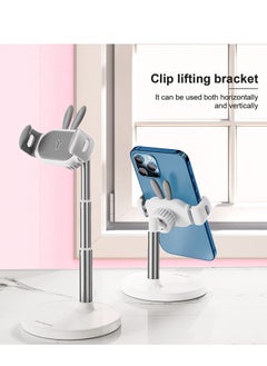 Excefore Cell Phone Stand, Cute Bunny Phone Stand, Angle Height Adjustable Cell Phone Stand for Desk, Height Angle Adjustable Phone Holder, Compatible with iPhone, iPad, All Phones (White)  - Image 5