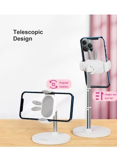 Excefore Cell Phone Stand, Cute Bunny Phone Stand, Angle Height Adjustable Cell Phone Stand for Desk, Height Angle Adjustable Phone Holder, Compatible with iPhone, iPad, All Phones (White)  - Image 2
