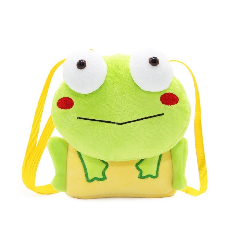 Plush Kids Crossbody Bag, Frog Animal Design, Soft Lightweight Shoulder Bag for Daily Outings - Image 2