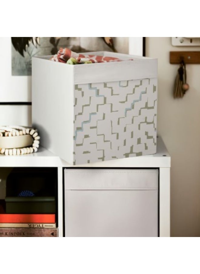 IKEA (IKEA) Box, beige/patterned turquoise, 33x38x33 cm  - Image 3