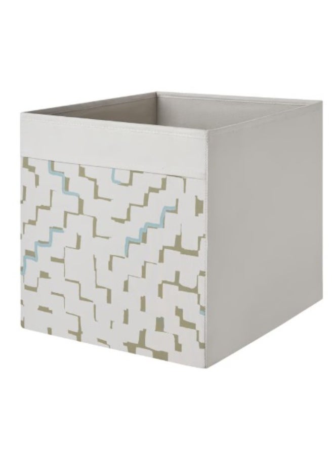 IKEA (IKEA) Box, beige/patterned turquoise, 33x38x33 cm  - Image 1