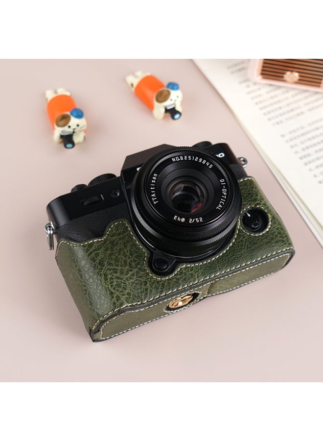 Suitable For Fuji XS20 Protective Case XT30 Second Generation Camera Bag XT5 Base XM5 Leather Case XT20/XS10 Case-Color:D: Xt30/30ii/20/10 Lychee Pattern Base [green] Comes With Tempered Film (excluding Hot Shoe Cover)  - Image 1