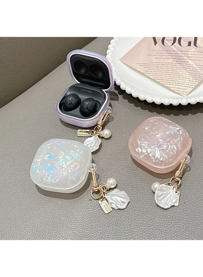 Pink Galaxy Buds FE 2Pro 2 Pro Live Case Elegant Shell Leopard Print Cover Pearl Keychain - Image 3