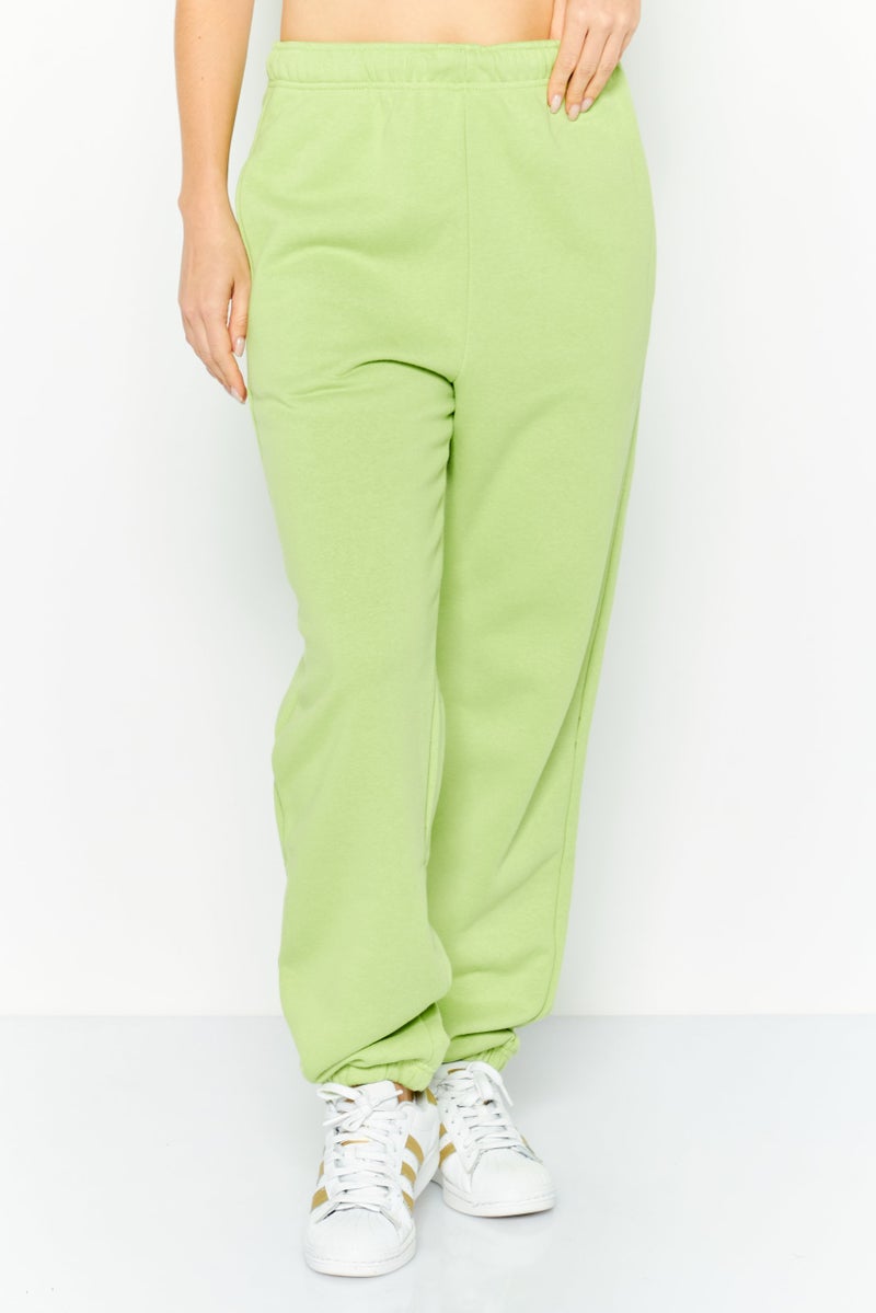 NIA Women Solid Drawstring Sweatpants, Matcha - Image 1
