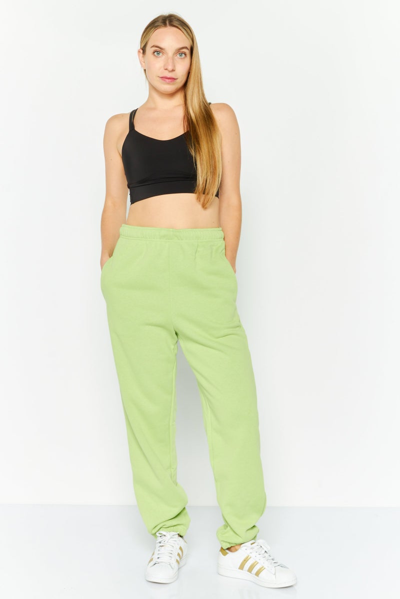 NIA Women Solid Drawstring Sweatpants, Matcha - Image 2