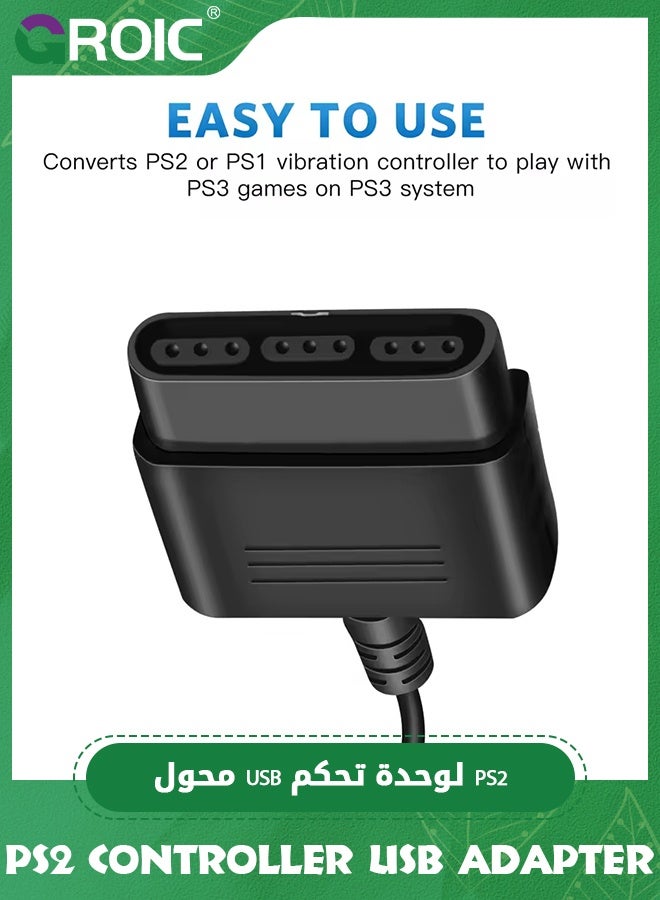 GROIC PS2 Controller to USB 2.0 Games Controller Adapter Converter Cable, Compatible with PS1 PS2 Dual Shock 2 Joypad Gamepad to PS3 PC Game  - Image 4