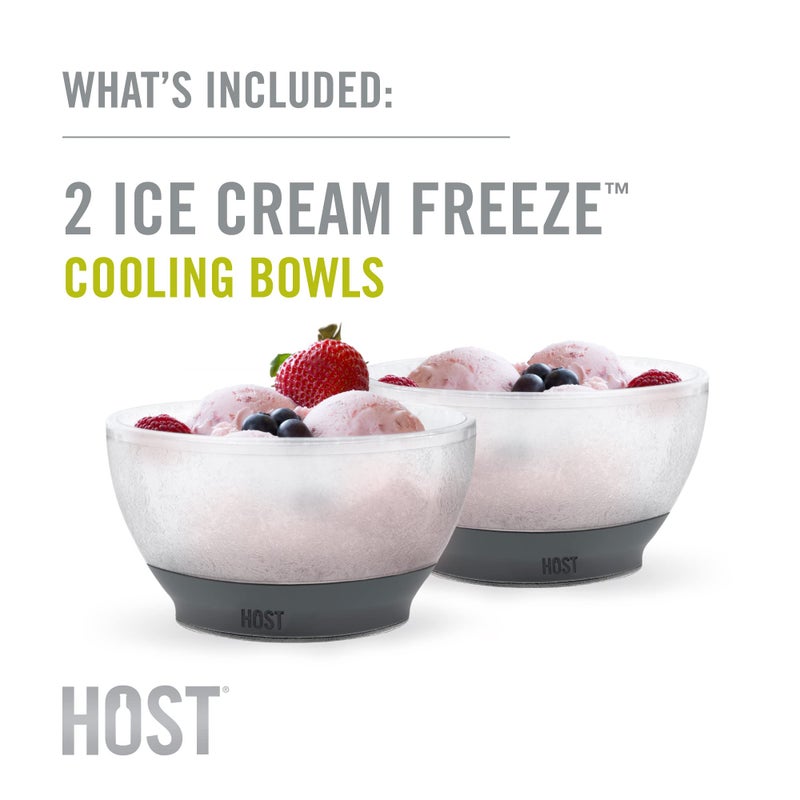 Host Freeze Ice Cream Comfort Silicone Grip Double Walled Insulated Bowl for Cereal  Fruit  Acai  Desserts  Outdoor Party  Kitchen Accessories  18 oz  Set of 2  Grey - Image 3