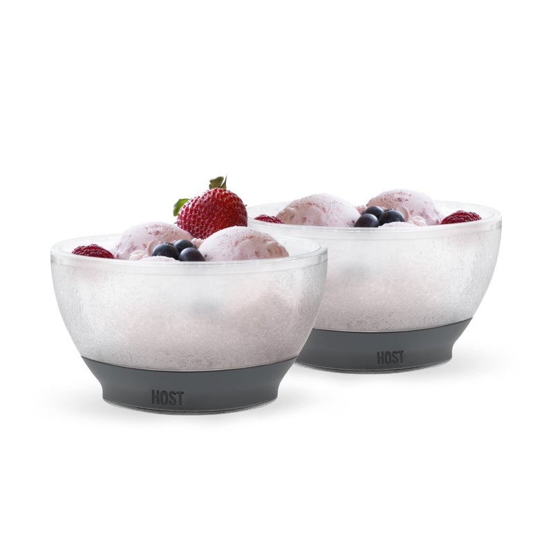 Host Freeze Ice Cream Comfort Silicone Grip Double Walled Insulated Bowl for Cereal  Fruit  Acai  Desserts  Outdoor Party  Kitchen Accessories  18 oz  Set of 2  Grey - Image 1