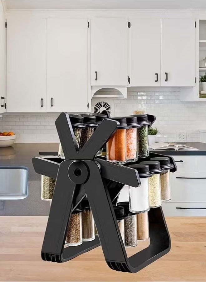 TIGER Rotating Spice Rack with 18 Jars and Kitchen Labels – Spinning Spice Rack Jar Organizer for Easy Access, Space-Saving, and Neat Kitchen Storage – Durable and Stylish Design - Image 3