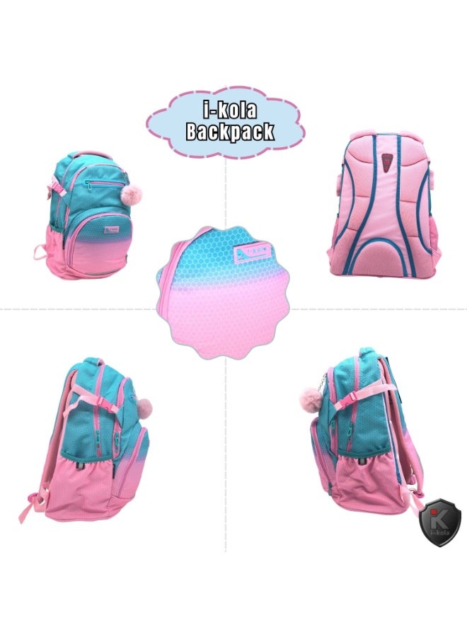 i-kola Blue Pink 18" School Bag | School Backpack For Teenagers | 3 Compartments | PVC Material | School Bags | Backpack For School | School Bag For Boys | School Bag For Girls (I-70014 18BP) - Image 4