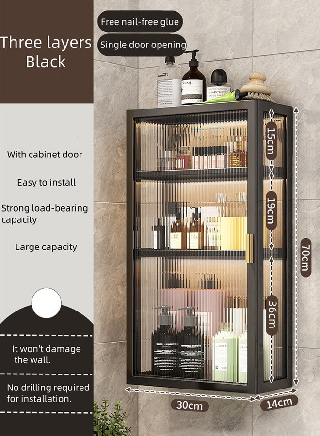 Multi-Functional Storage Rack, Wall-Mounted Rack, Bathroom Storage Rack, Living Room, Bedroom And Kitchen Storage Shelf, Single-Door Installation Without Drilling, Hanging Storage Cabinet. - Image 2