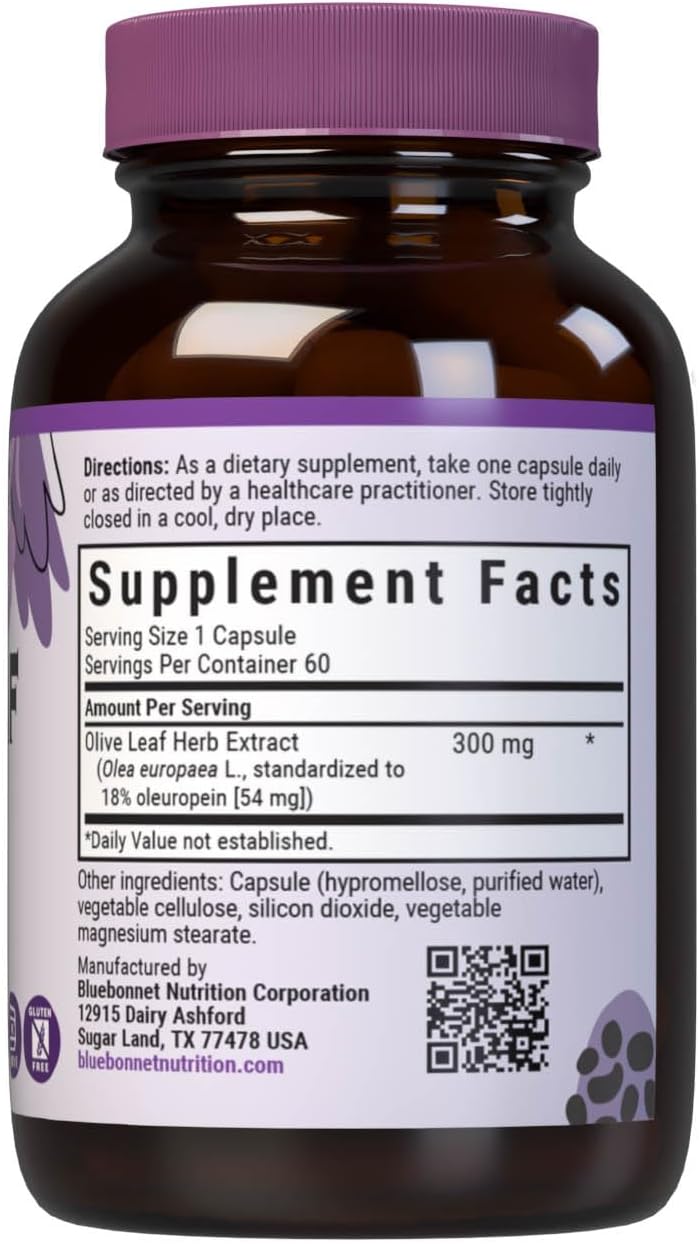 Bluebonnet Olive Leaf Herb Extract - Immune & Heart Health Supplement - 60 Vegetable Capsules - Image 2