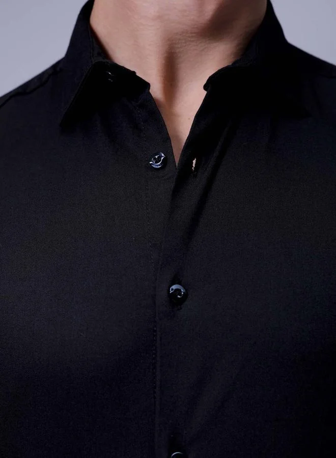 The Indian Garage Co Men Slim Fit Solid Full Sleeves Cutaway Collar Party Wear Shirt