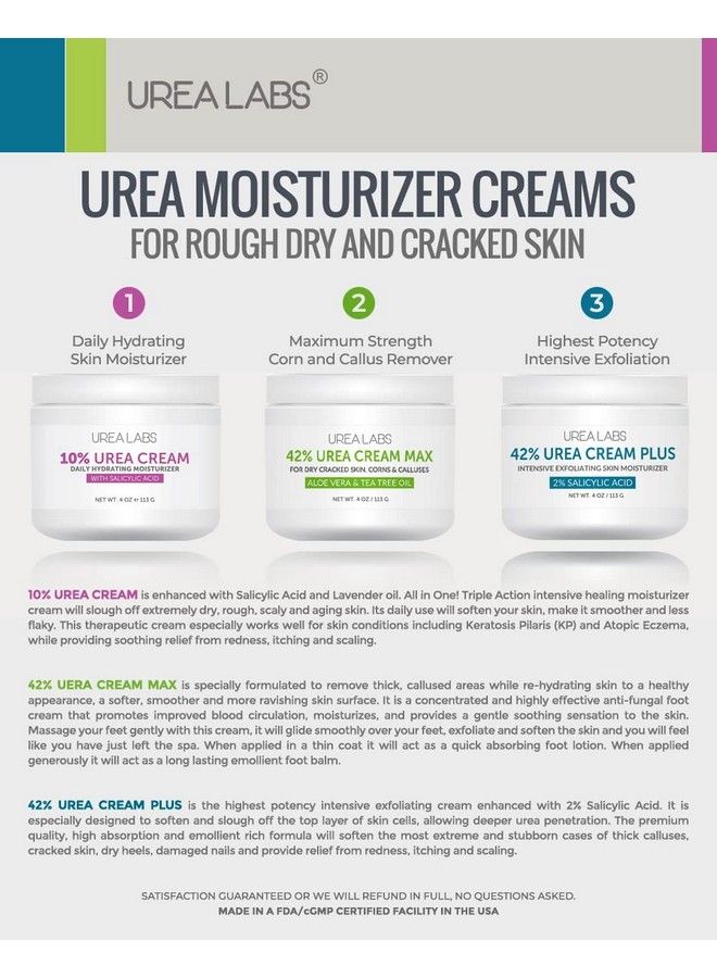 urea labs كريم اليوريا 42% مع حمض الساليسيليك 2%، 4 أونصة، كريم تقشير القدمين المكثف عالي الفعالية، مزيل الذرة والكالو، مرطب للبشرة لتليين الكالو والجلد التالف والأظافر (1) - Image 5