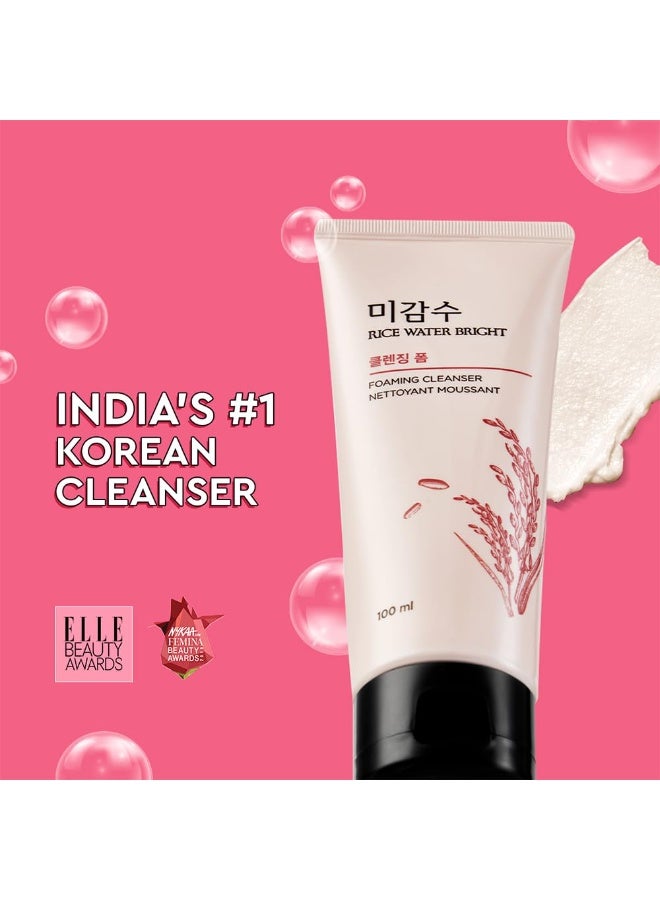 THE FACE SHOP Rice Water Bright Foaming Face Wash 100ml | Face Wash for Glowing Skin | Cleanser for Uneven Skin Tone | Korean Skin Care, For Oily skin - Image 2