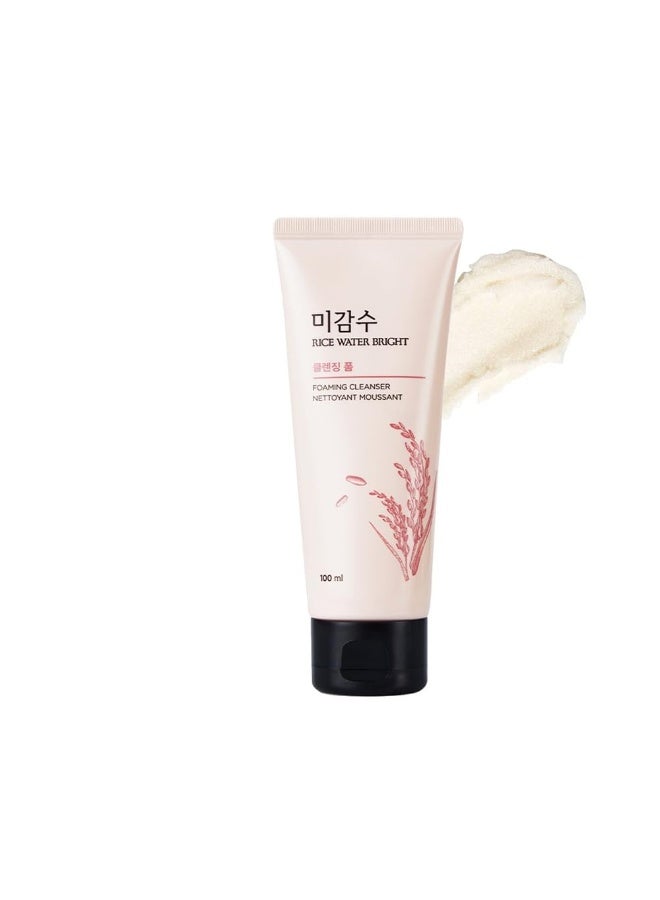 THE FACE SHOP Rice Water Bright Foaming Face Wash 100ml | Face Wash for Glowing Skin | Cleanser for Uneven Skin Tone | Korean Skin Care, For Oily skin - Image 1