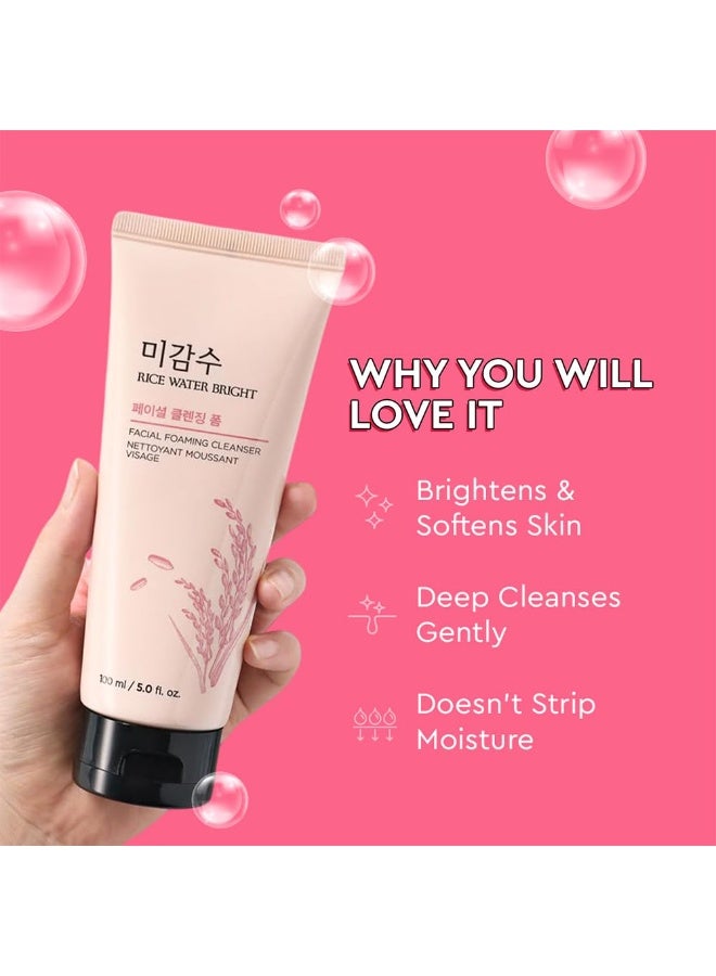 THE FACE SHOP Rice Water Bright Foaming Face Wash 100ml | Face Wash for Glowing Skin | Cleanser for Uneven Skin Tone | Korean Skin Care, For Oily skin - Image 5