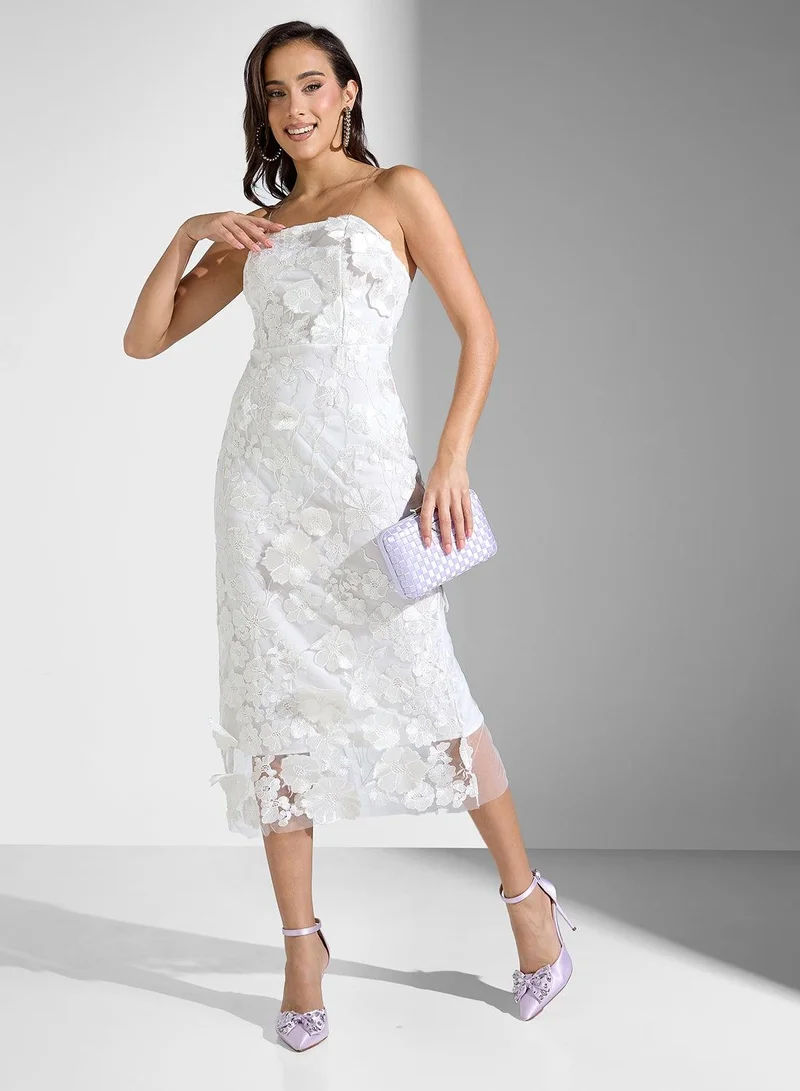 Ginger Boutique  Floral Lace Midi Dress for Women | Best Price UAE