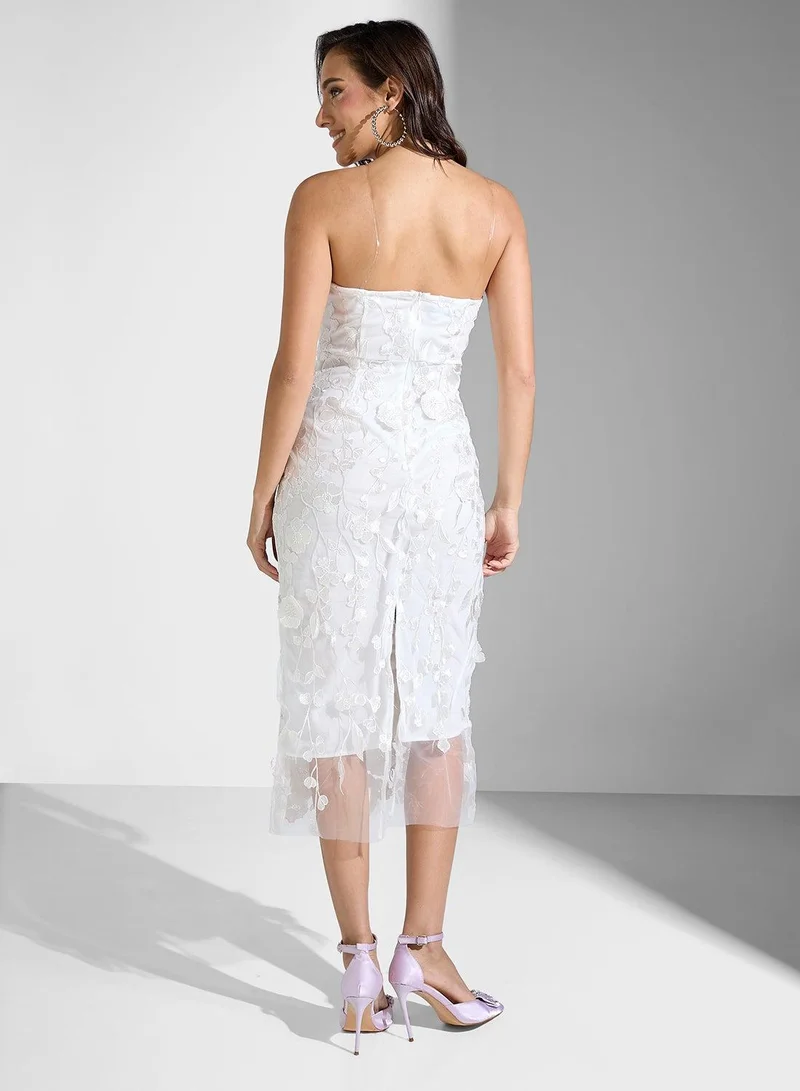 Ginger Boutique Floral Lace Midi Dress