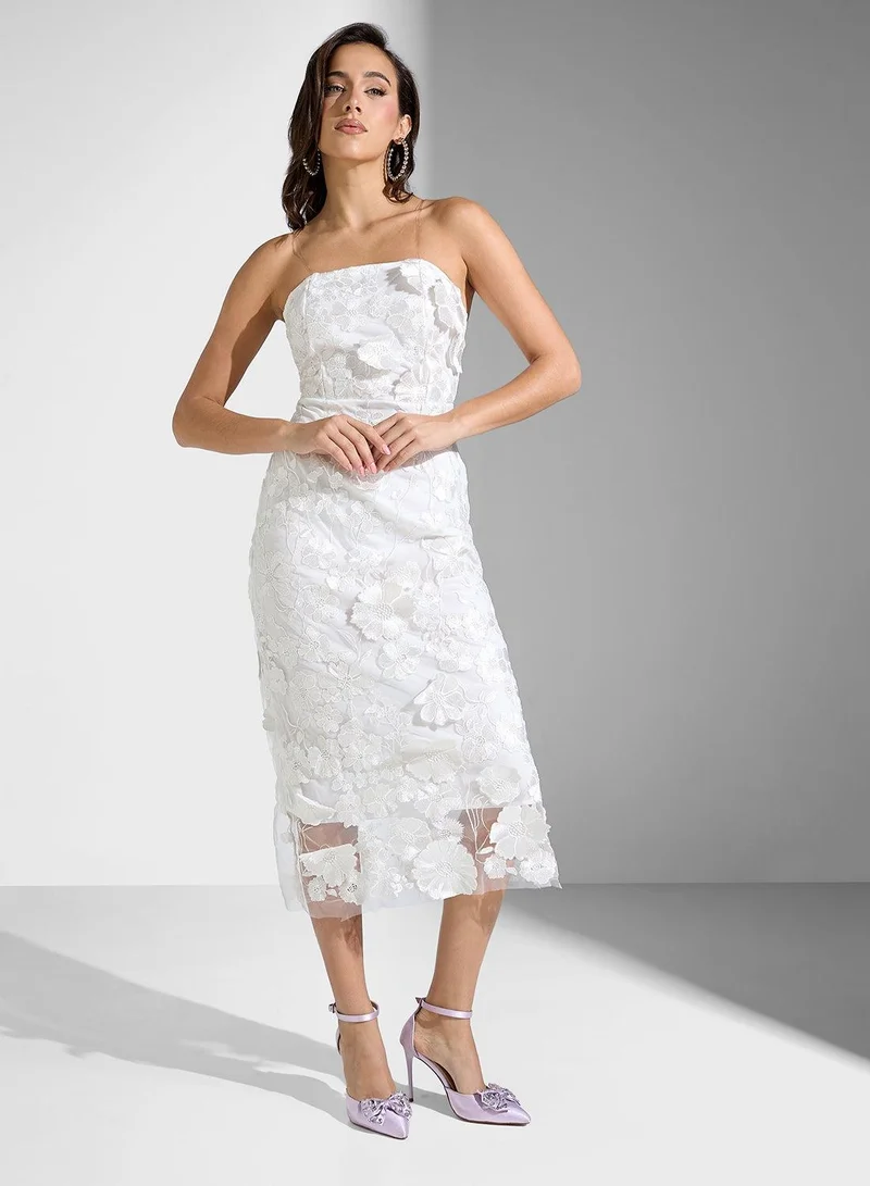 Ginger Boutique Floral Lace Midi Dress