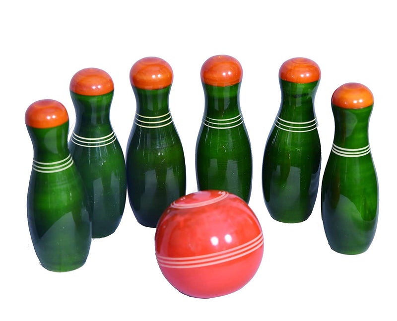 Smartcraft Small Wooden Bowling Set for Kids, Handmade Bowling Set (3 Years+) - Indoor & Outdoor Fun Learning Game- Multicolor (Small) - Image 1