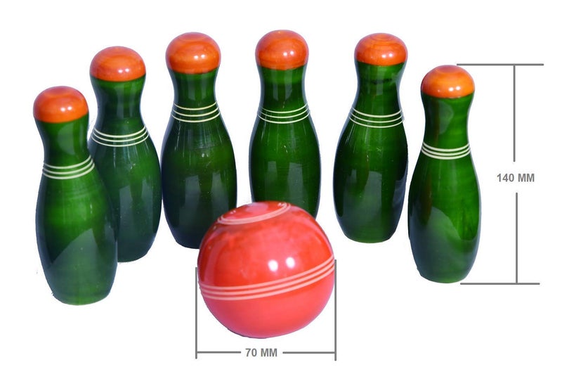 Smartcraft Small Wooden Bowling Set for Kids, Handmade Bowling Set (3 Years+) - Indoor & Outdoor Fun Learning Game- Multicolor (Small) - Image 3