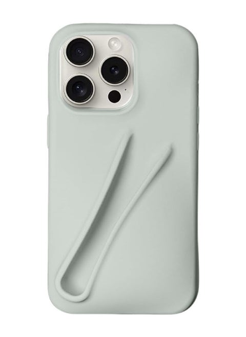 Liquid Silicone Back Cover Case with Lipstick Lip Balm Holder for Apple iPhone 15 Pro Max - Grey