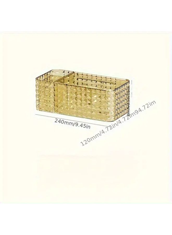 Modern Geometric Tissue Box Holder With Remote Storage In Light Luxury Green - Image 3