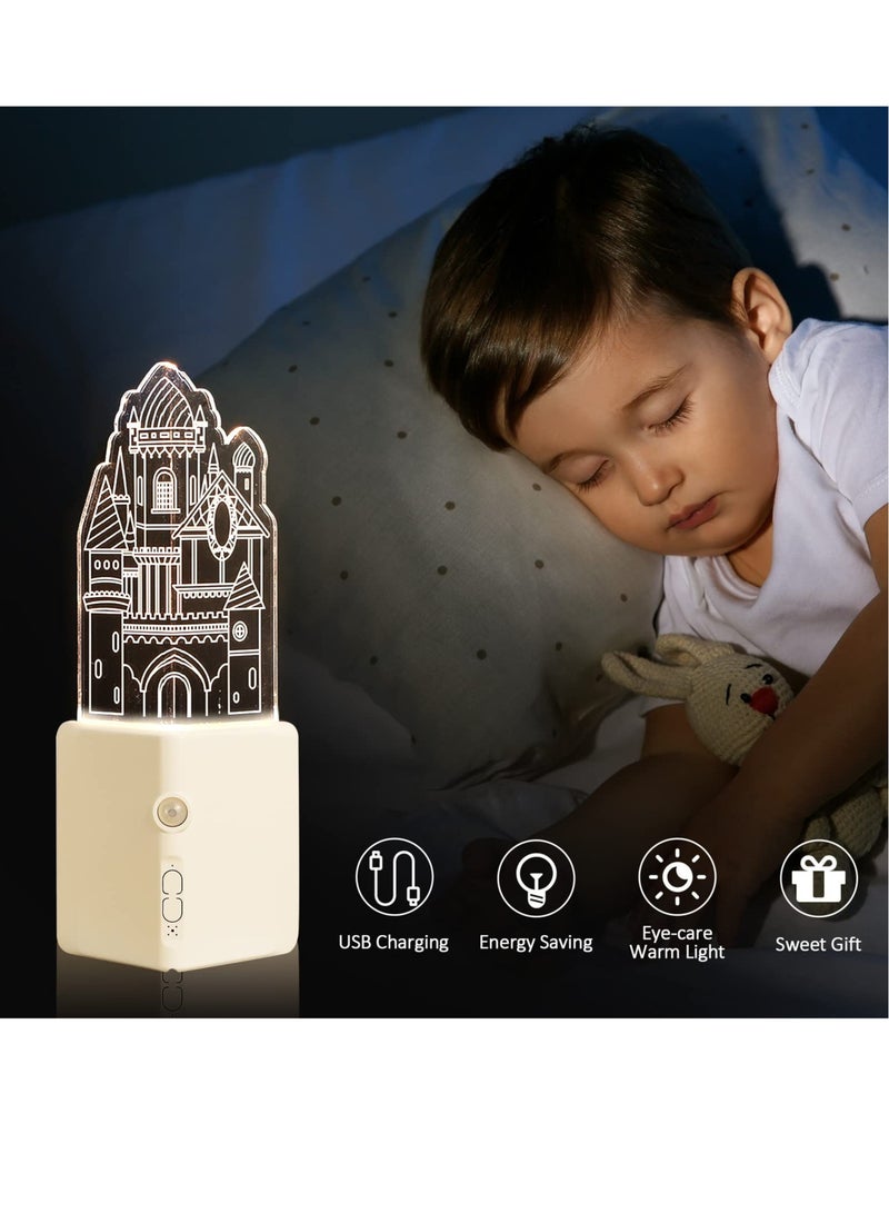 Excefore الأضواء الليلية بحساس الحركة، أضواء LED ذكية قابلة لإعادة الشحن عبر USB لغرفة الأطفال، ضوء داخلي ناعم، ضوء جداري قابل للتعديل في السطوع للمنزل، غرفة النوم، الممر، غرفة الأطفال، الحمام - Image 2