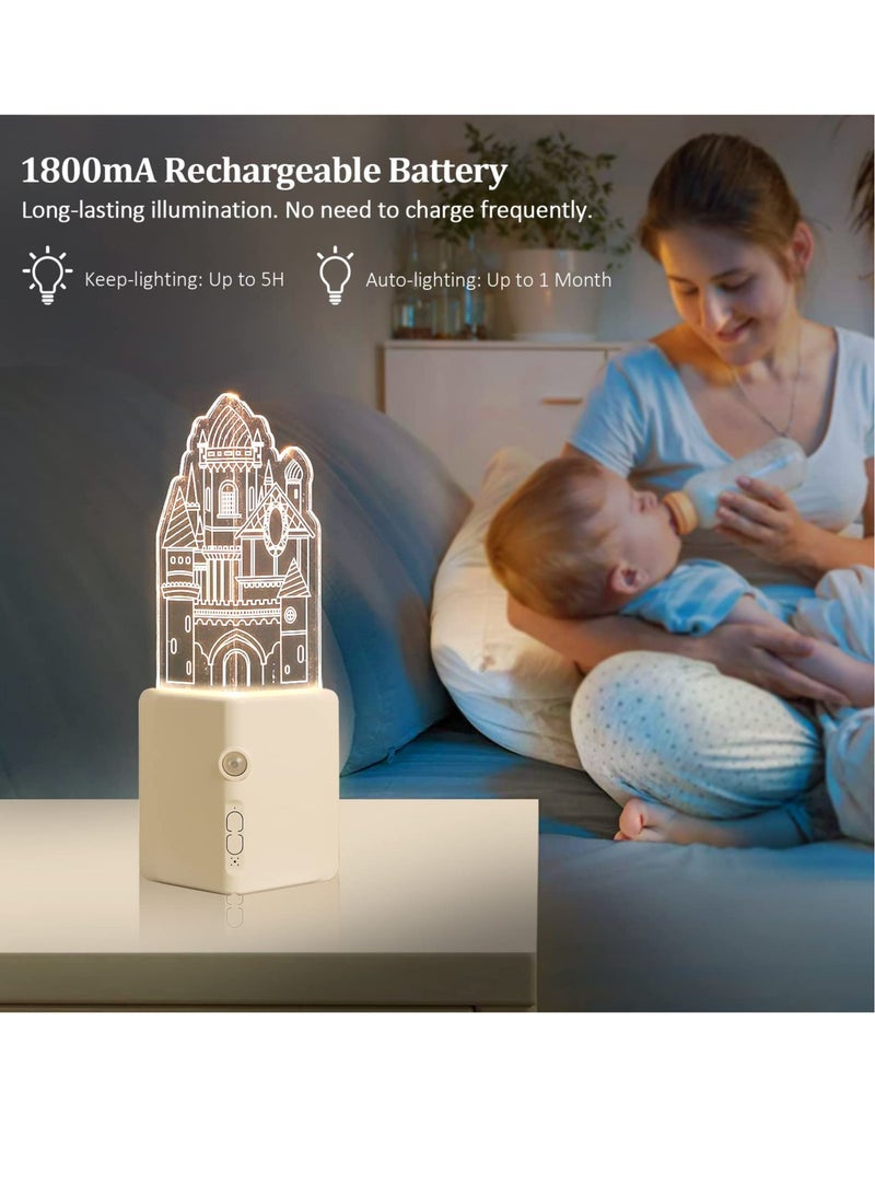 Excefore الأضواء الليلية بحساس الحركة، أضواء LED ذكية قابلة لإعادة الشحن عبر USB لغرفة الأطفال، ضوء داخلي ناعم، ضوء جداري قابل للتعديل في السطوع للمنزل، غرفة النوم، الممر، غرفة الأطفال، الحمام - Image 3
