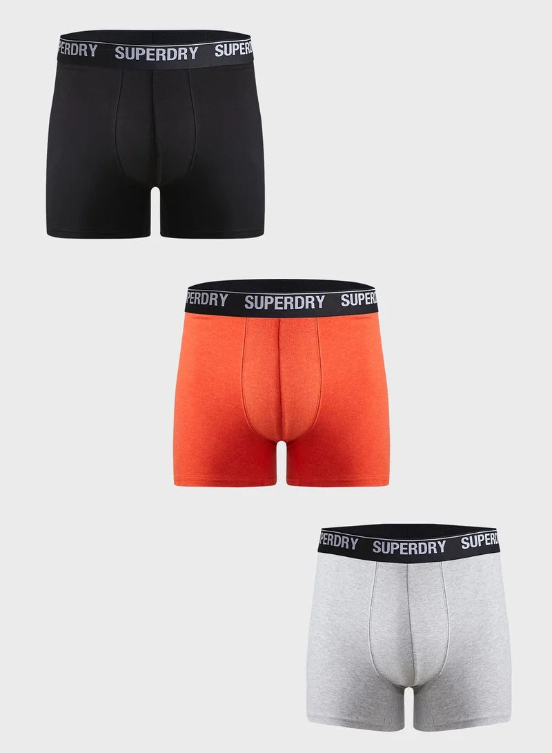 Superdry 3 Pack Logo Band Trunks