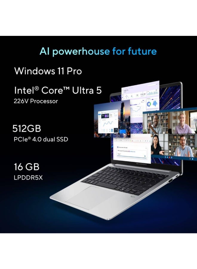 ASUS V5405 (2025) Copilot+ PC – Series 2 / Intel Core Ultra 5-226V / 14inch WQXGA / 512GB SSD / 16GB RAM / Shared Intel Arc 130V Graphics / Windows 11 Pro / Platinum Silver [V5405CSA-I516512SX] Platinum - Image 4