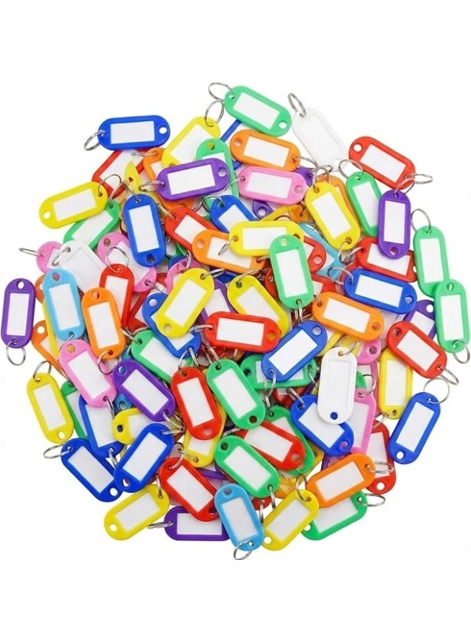 ماى سوق :طقم بطاقات تعريف المفاتيح بلاستيك ملونة مع حلقة معدنية وورقة كتابة - منظّم مفاتيح للمكتب والمنزل(50 قطعة) - Image 1