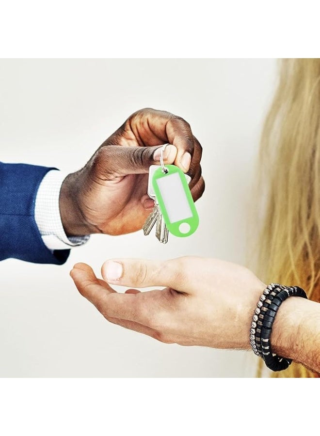 ماى سوق :طقم بطاقات تعريف المفاتيح بلاستيك ملونة مع حلقة معدنية وورقة كتابة - منظّم مفاتيح للمكتب والمنزل(50 قطعة) - Image 5