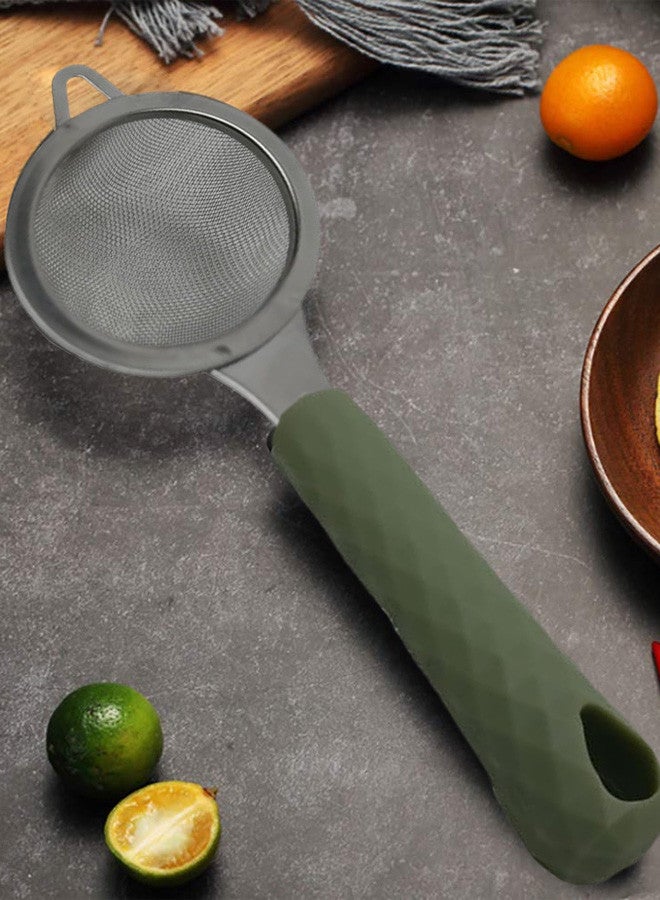 CATANES 1 Pc Strainer With Green Handle 21x8x4 Cm Green, Silver  - Image 1