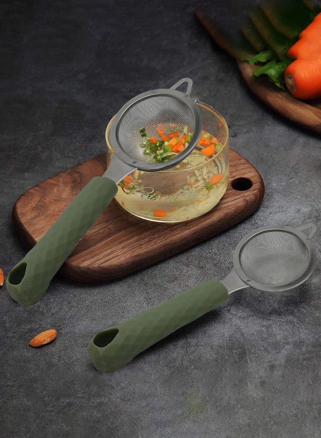 CATANES 1 Pc Strainer With Green Handle 21x8x4 Cm Green, Silver  - Image 2