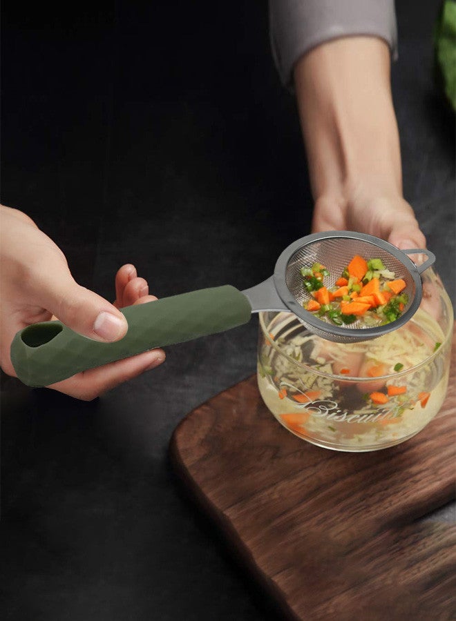CATANES 1 Pc Strainer With Green Handle 21x8x4 Cm Green, Silver  - Image 3
