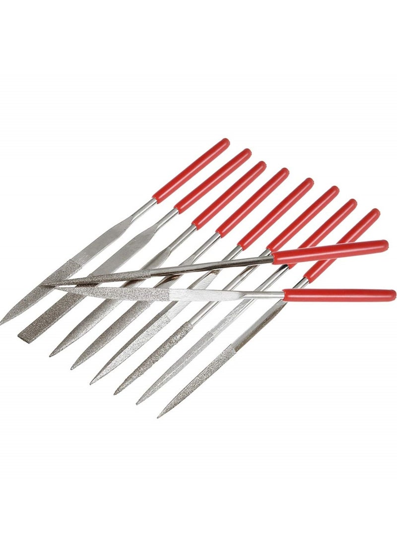 Fine Diamond File Set, Metal Needle Files in Round, Triangular, Square, Flat Shapes, Jeweler Files for Glass, Wood, Stone, Jewelry Carving, Sanding, and Polishing, 5x180mm, 10Piece - Image 5