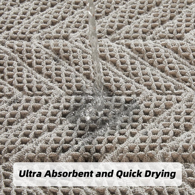 BULULOM Upgraded Bath Mat, Non Slip, Machine Washable - Super Absorbent Waffle Weave, Rubber Backed, Ultra Soft - Gray, 17" x 24" - Image 3