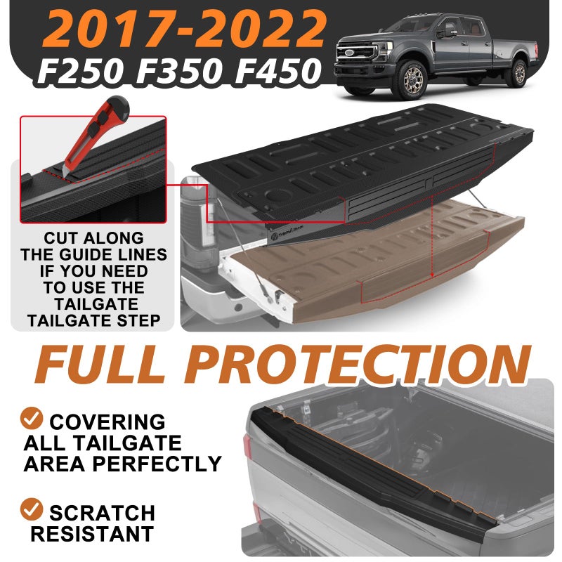 TripleAliners Truck Mat Compatible with 2017-2022 Ford Super Duty F250/F350/F450 Accessories, Tailgate Mat Custom Fit All Weather Protection Pickup Liner, w/Tailgate Cap Protector - Image 2