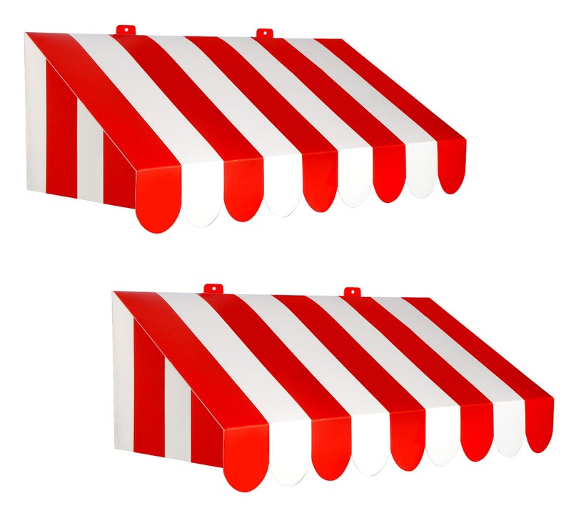 Beistle 3-D Red and White Awning Wall Decorations - 2-Pack Cardstock Circus and Carnival-Themed DÃ©cor for Party Walls, Photo Booths, Italian Events and Vintage Clown or Fair Displays, 24Â¾" x 8Â¾" - Image 1